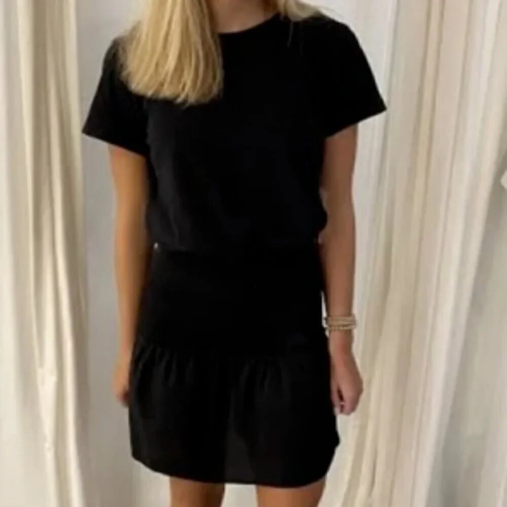 Nation LTD 100% Cotton Smocked Mini Dress Kacy Combo Black Medium - Picture 8 of 8